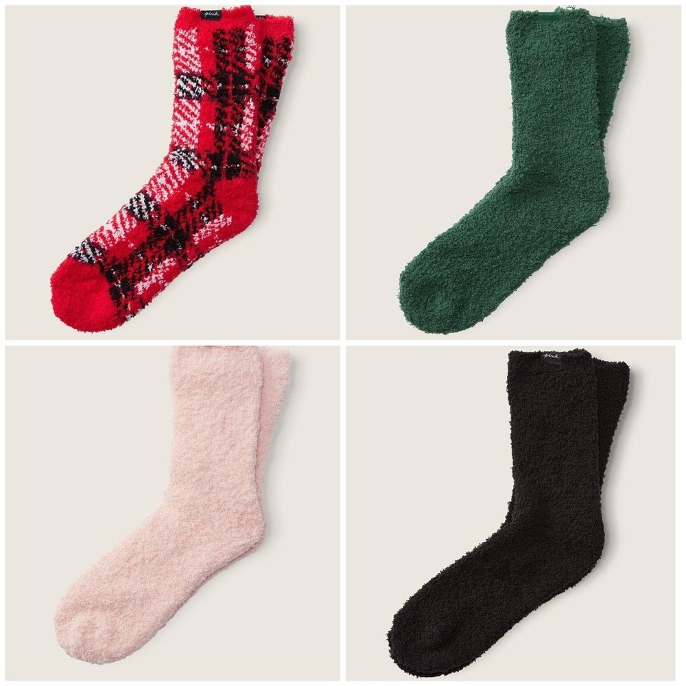 Victoria's Secret PINK FUZZY MID-CALF SOCK MARSHMALLOW KNIT Sherpa SOCKS Choose